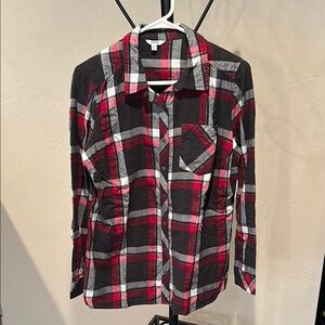Red and Black Plaid Button-Up Shirt